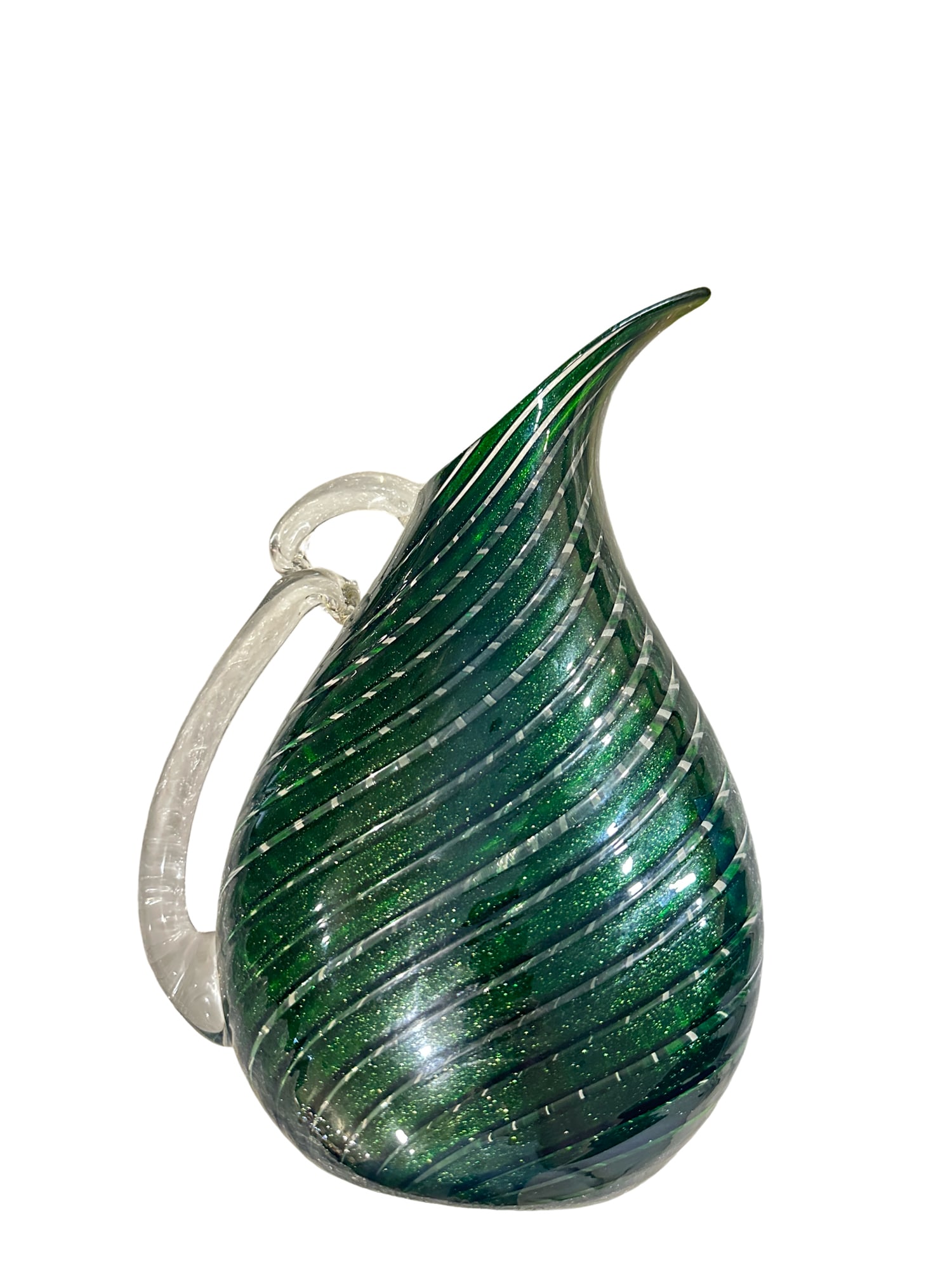 Michael Egan Art Glass Pitcher: PLEASE READ: in house shipping within the US If you win this item, please select self arranged for in house shipping when paying invoice By Vermont glass blower Michael Egan comes this wonderful