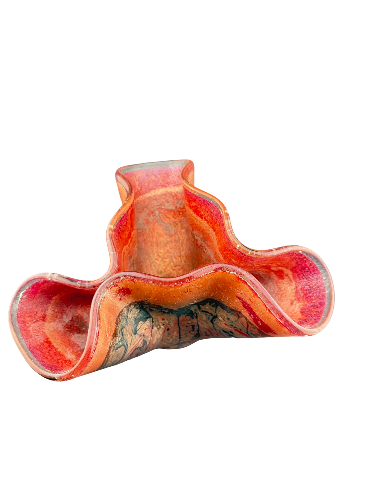 Beautiful Jones Glassworks Decorative Wave Bowl: PLEASE READ: in house shipping within the US If you win this item, please select self arranged for inhouse shipping when paying invoice Beautiful Jones Glassworks Decorative Wave Bowl 5"H x 10"W