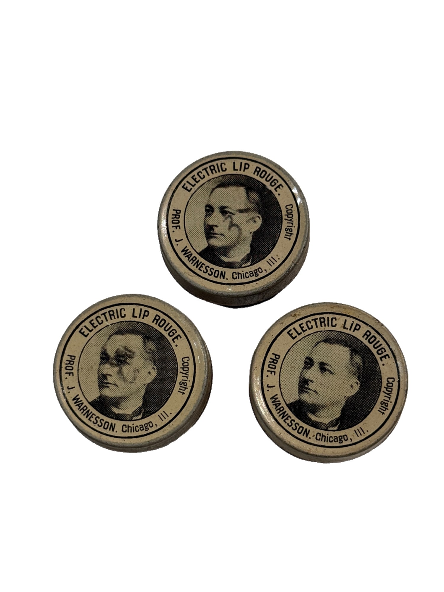 1920s Electric Lip Rouge by Professor J. Warnesson of Chicago - Set of 3: PLEASE READ: in house shipping within the US If you win this item, please select self arranged for inhouse shipping when paying invoice 1920s Electric Lip Rouge by Professor J. Warnesson of Chicago - 