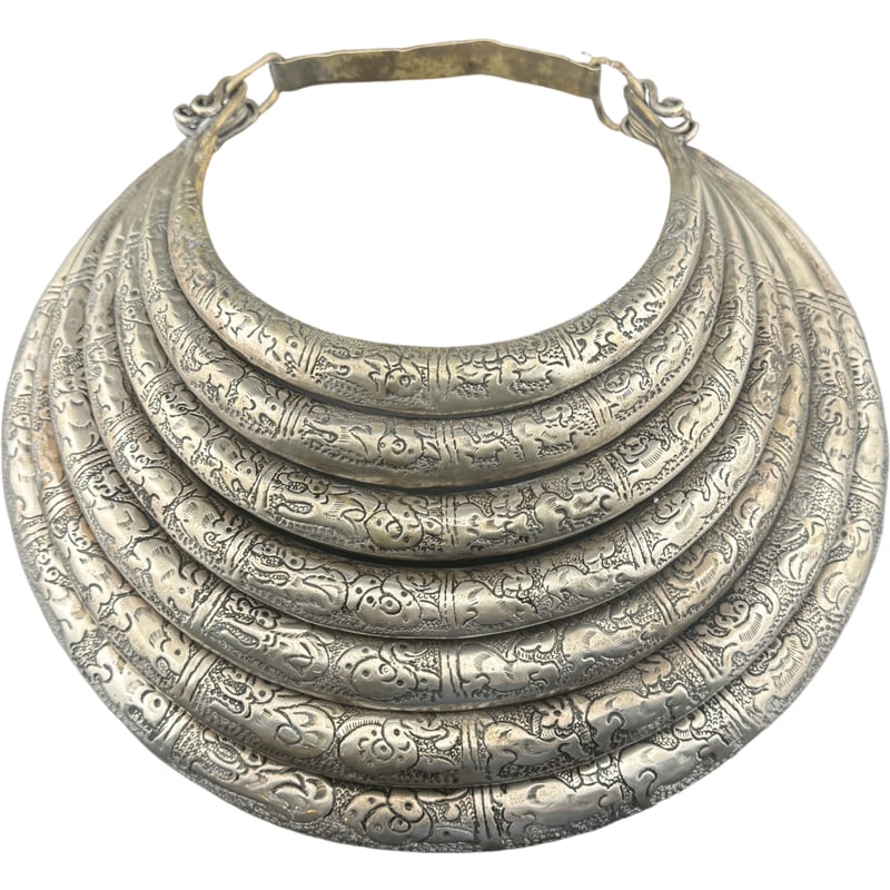 Chinese Miao Hmong Silver Necklace - Ceremonial: PLEASE READ: in house shipping within the US If you win this item, please select self arranged for in house shipping when paying invoice This necklace is from the Guizhou province of China, made of si