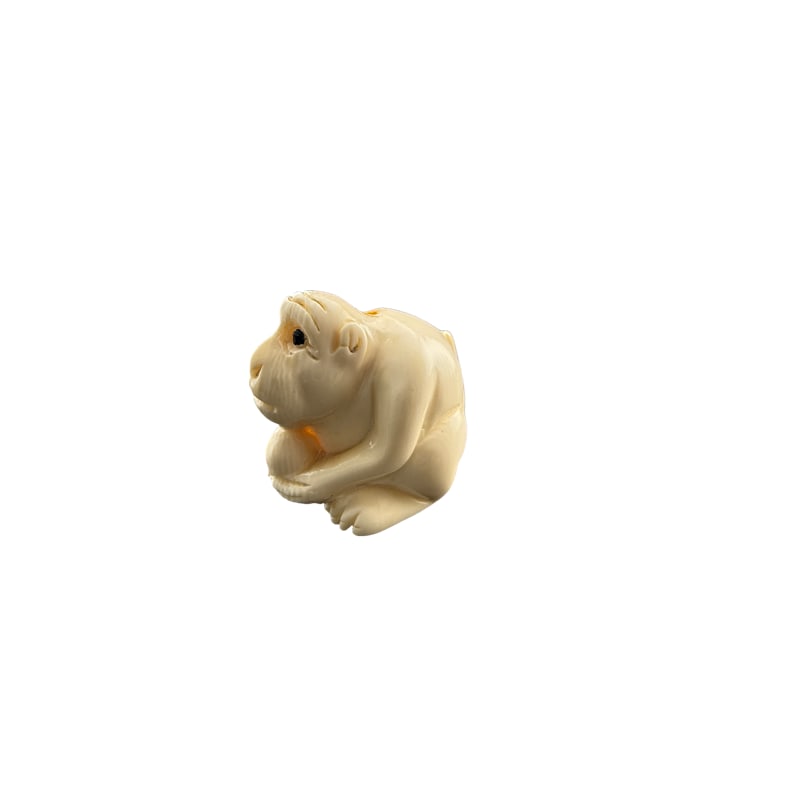 Japanese Carved Bone Monkey Netsuke - 2