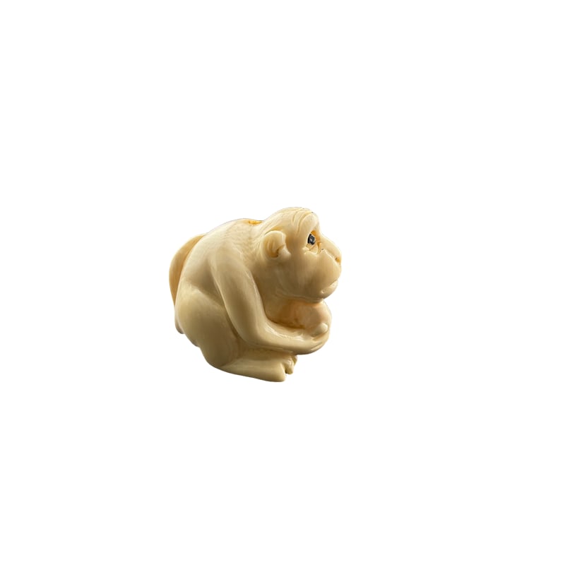 Japanese Carved Bone Monkey Netsuke - 3