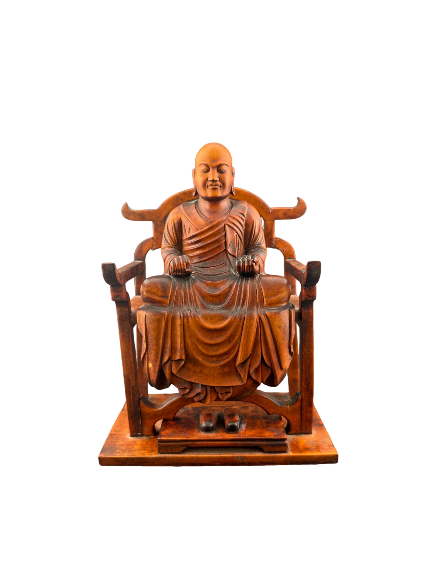Boxwood Figure of Kobo Daishi: PLEASE READ: in house shipping within the US If you win this item, please select self arranged for in house shipping when paying invoice Boxwood Figure of Kobo Daishi - Japan, 20th century The Buddhis