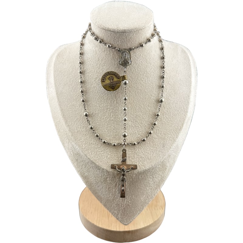 Vintage Creed Sterling Silver Cross Rosary Necklace: PLEASE READ: in house shipping within the US If you win this item, please select self arranged for inhouse shipping when paying invoice A vintage Creed sterling silver cross rosary necklace is a colle
