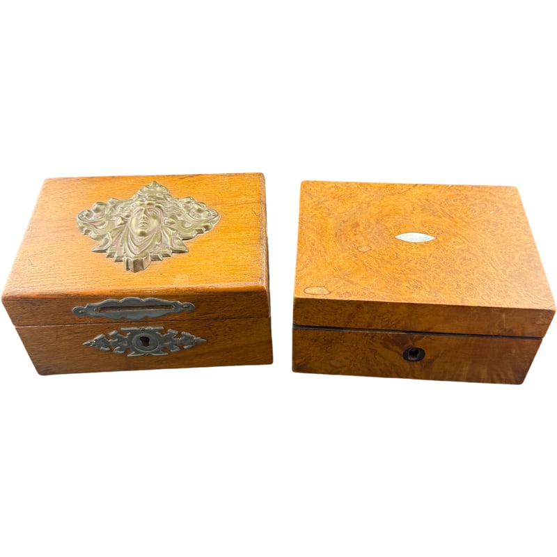 Lot of Two Vintage Wooden Boxes - Stamp Box (1 of 7)