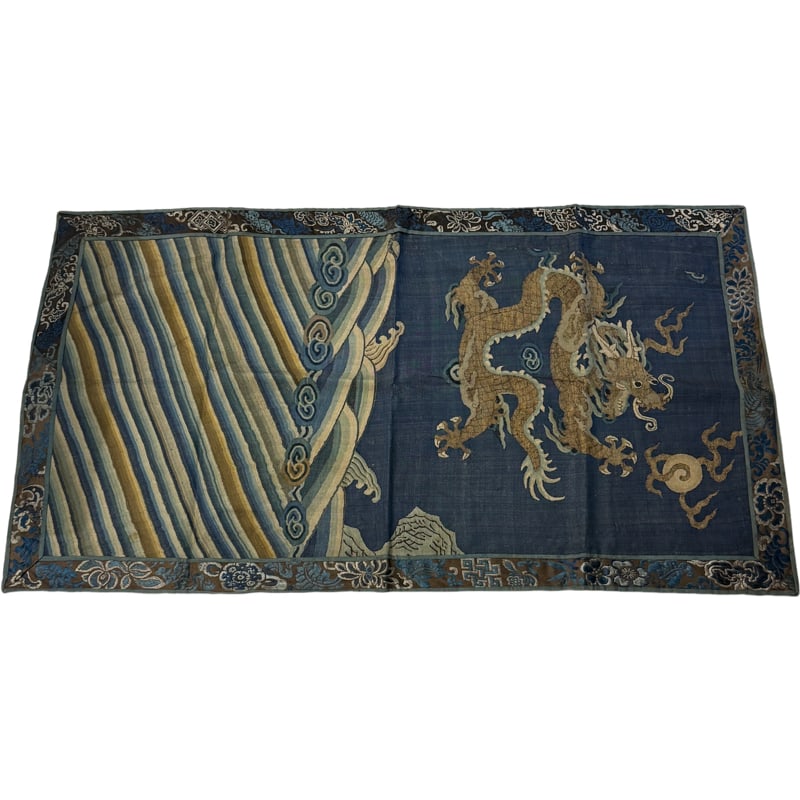 Old Chinese Embroidery Silk With Dragon Design Panel (1 of 6)