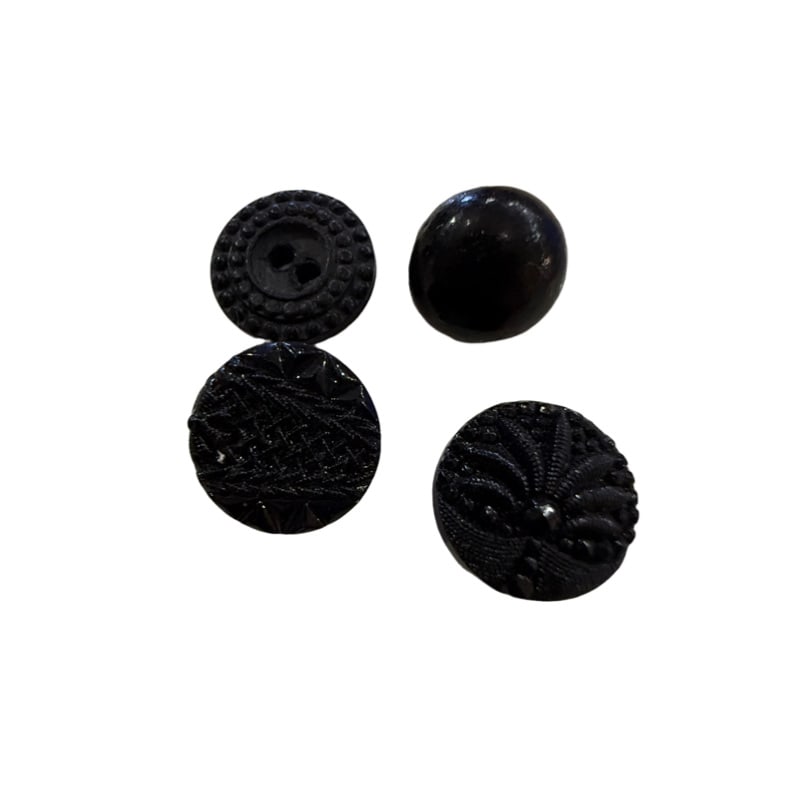 Lot of 26 Vintage/Antique Pressed Black Glass Buttons - Sewing Supply Craft (1 of 7)