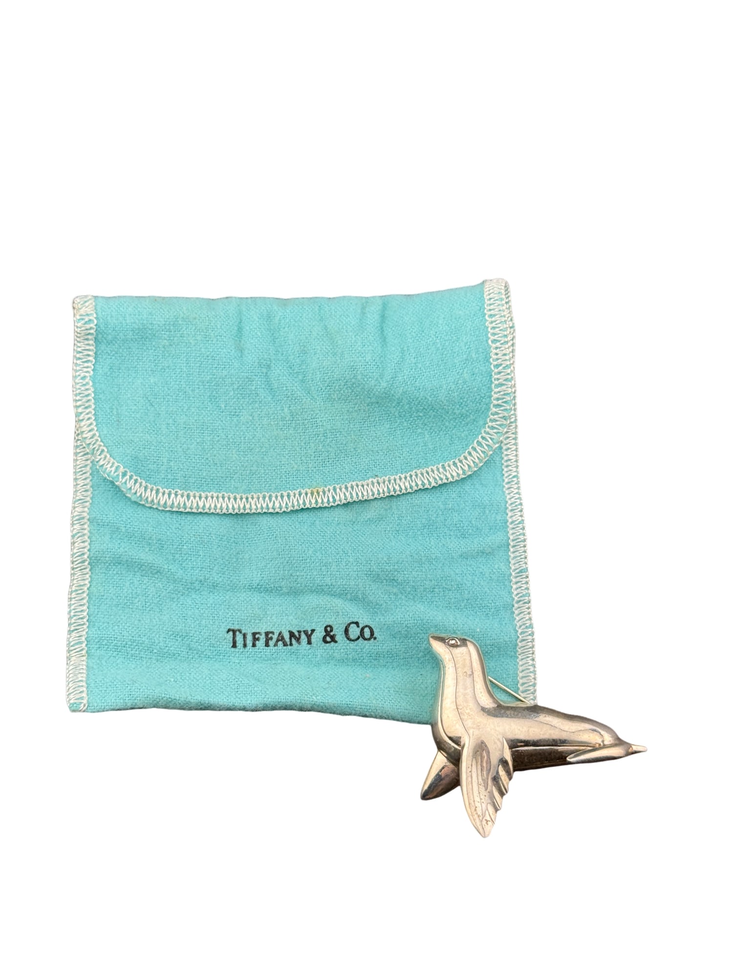 1988 Tiffany and Co. Sterling Silver Seal Brooch: PLEASE READ: In house shipping within the US. If you win this item, please select self arranged for in house shipping when paying invoice 1988 Tiffany and Co. Sterling Silver Seal Brooch with Bag 2" 1