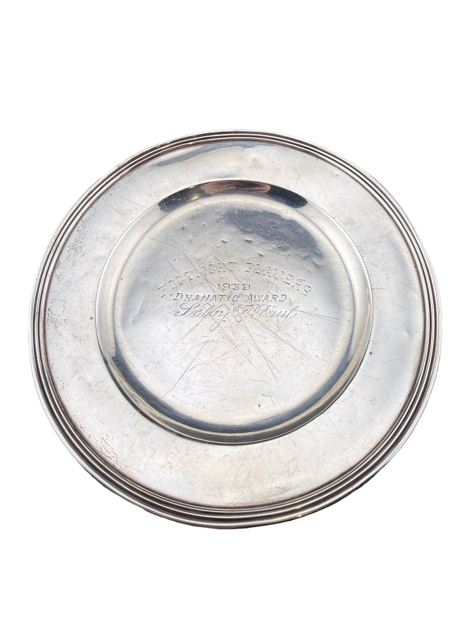 "Footlight Players" Sterling Silver Engraved Plate by International Sterling - Charleston Estate (1 of 4)