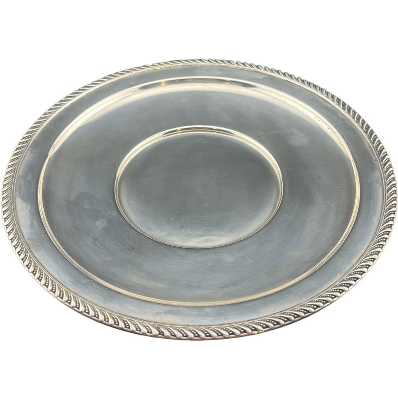 P.S. Co Sterling Silver Charger Plate: PLEASE READ: In house shipping within the US. If you win this item, please select self arranged for in house shipping when paying invoice 9.75" 208 grams