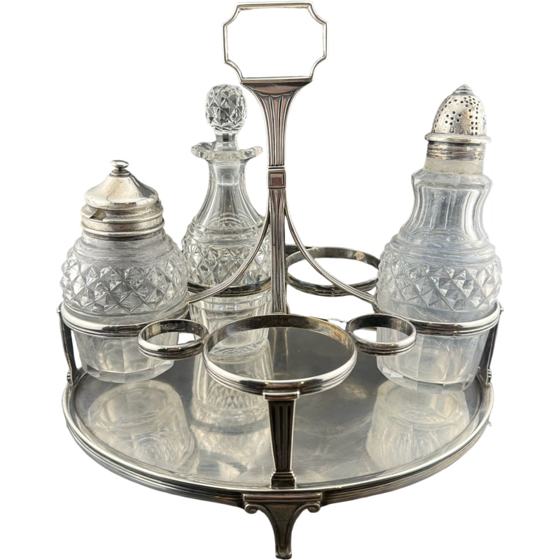 George III Sterling and Cut Glass Cruet Set (1 of 8)