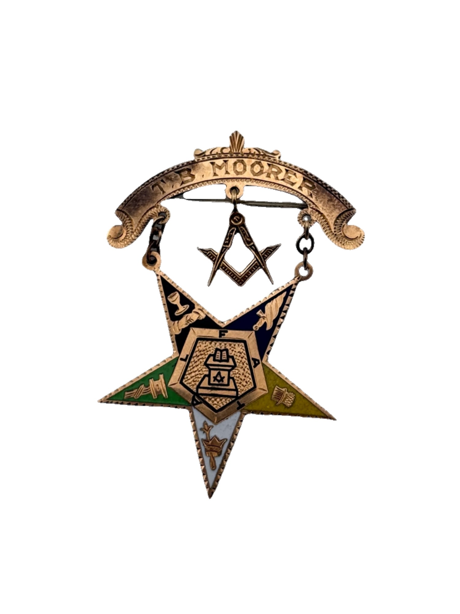 14k Order of the Eastern Star Fraternal Jewel Brooch: PLEASE READ: In house shipping within the US. If you win this item, please select self arranged for in house shipping when paying invoice 14k Order of the Eastern Star Fraternal Jewel Brooch Not marke