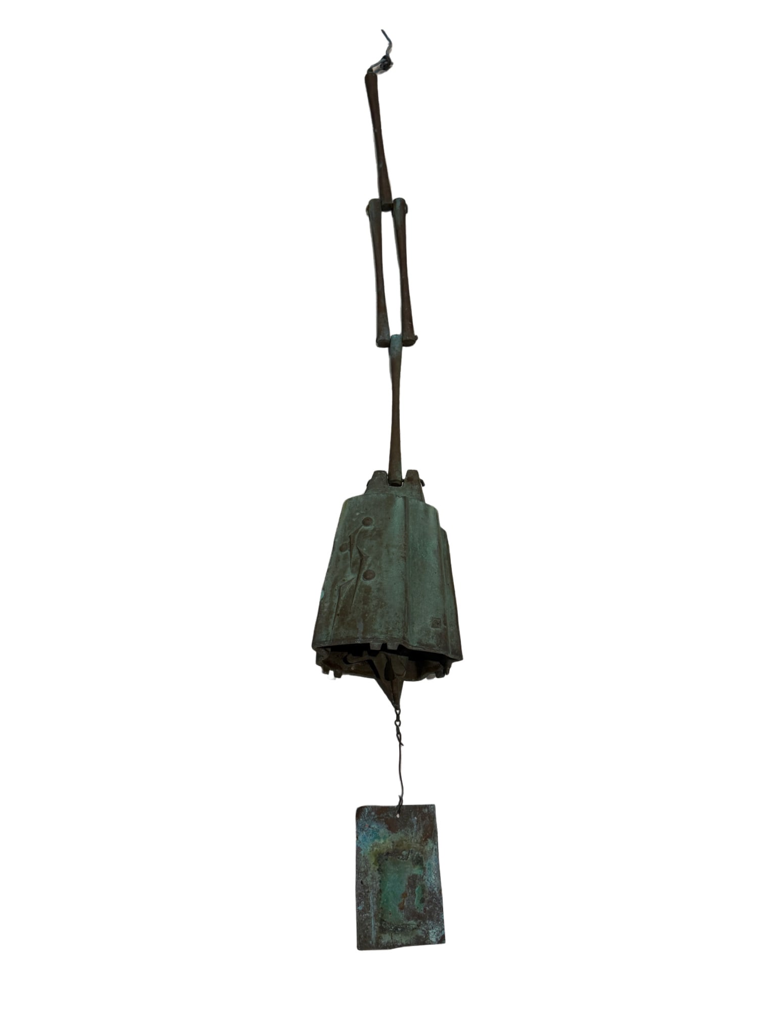 Paolo Soleri Large Bronze Wind Chime Bell: PLEASE READ: in house shipping within the US If you win this item, please select self arranged for in house shipping when paying invoice Paolo Soleri Large Bronze Wind Chime Bell 58"H full length (top