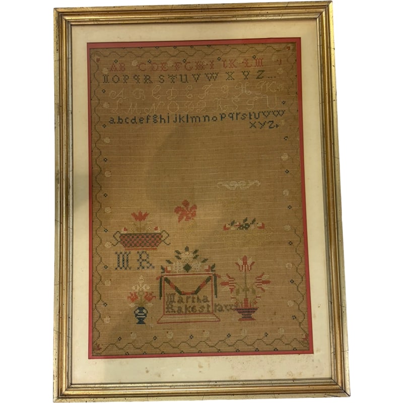 Antique Needle Point School Girl Sampler Stitching made by family member -Ragan-Williams-Maryland (1 of 4)
