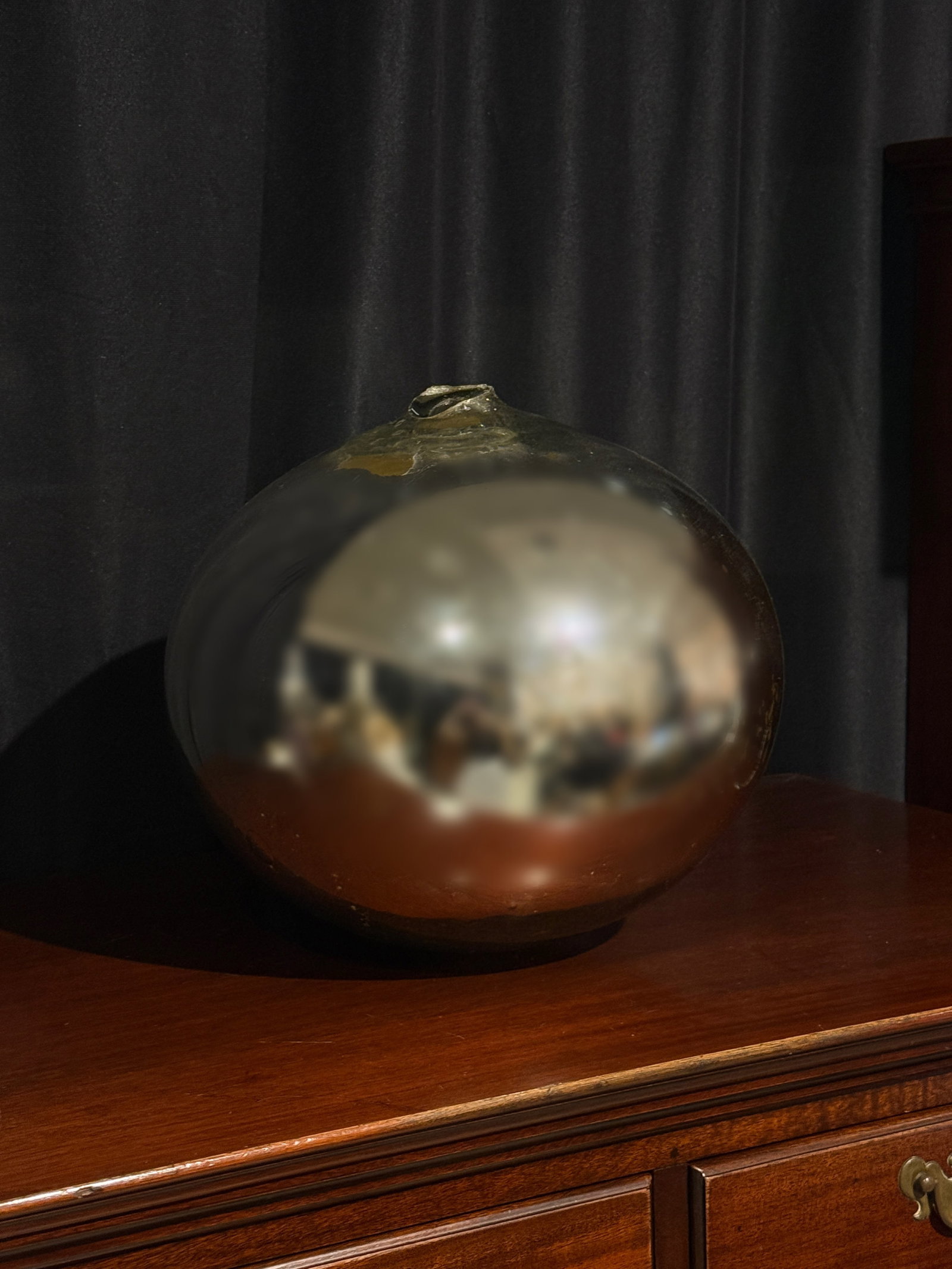 Big rare antique hand blown German Krugal mercury glass Christmas ball ornament: PLEASE READ:in house shipping within the US If you win this item, please select self arranged for in house shipping when paying invoice Big rare antique hand blown German Krugal mercury glass Christma