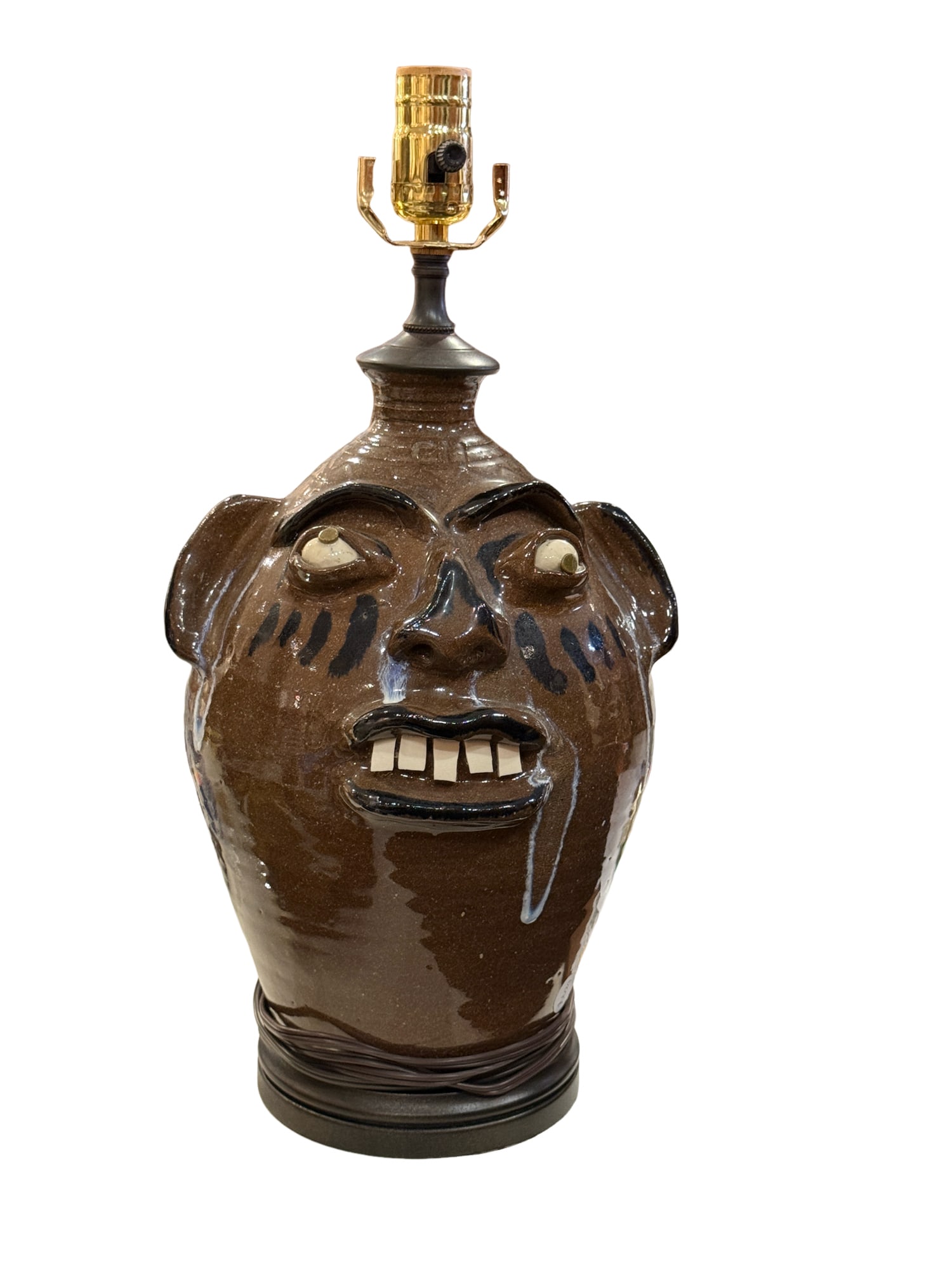 Charles Lisk Face Jug Pottery Lamp Signed (1 of 5)