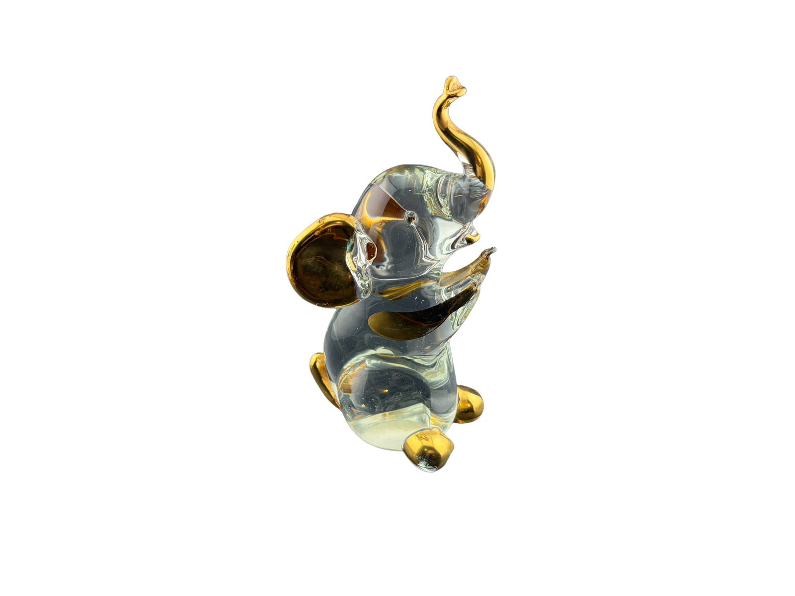 Crystal Glass Elephant from Murano,: PLEASE READ:in house shipping within the US If you win this item, please select self arranged for in house shipping when paying invoice Murano glass elephant figurine. Crystal glass with 24-carat