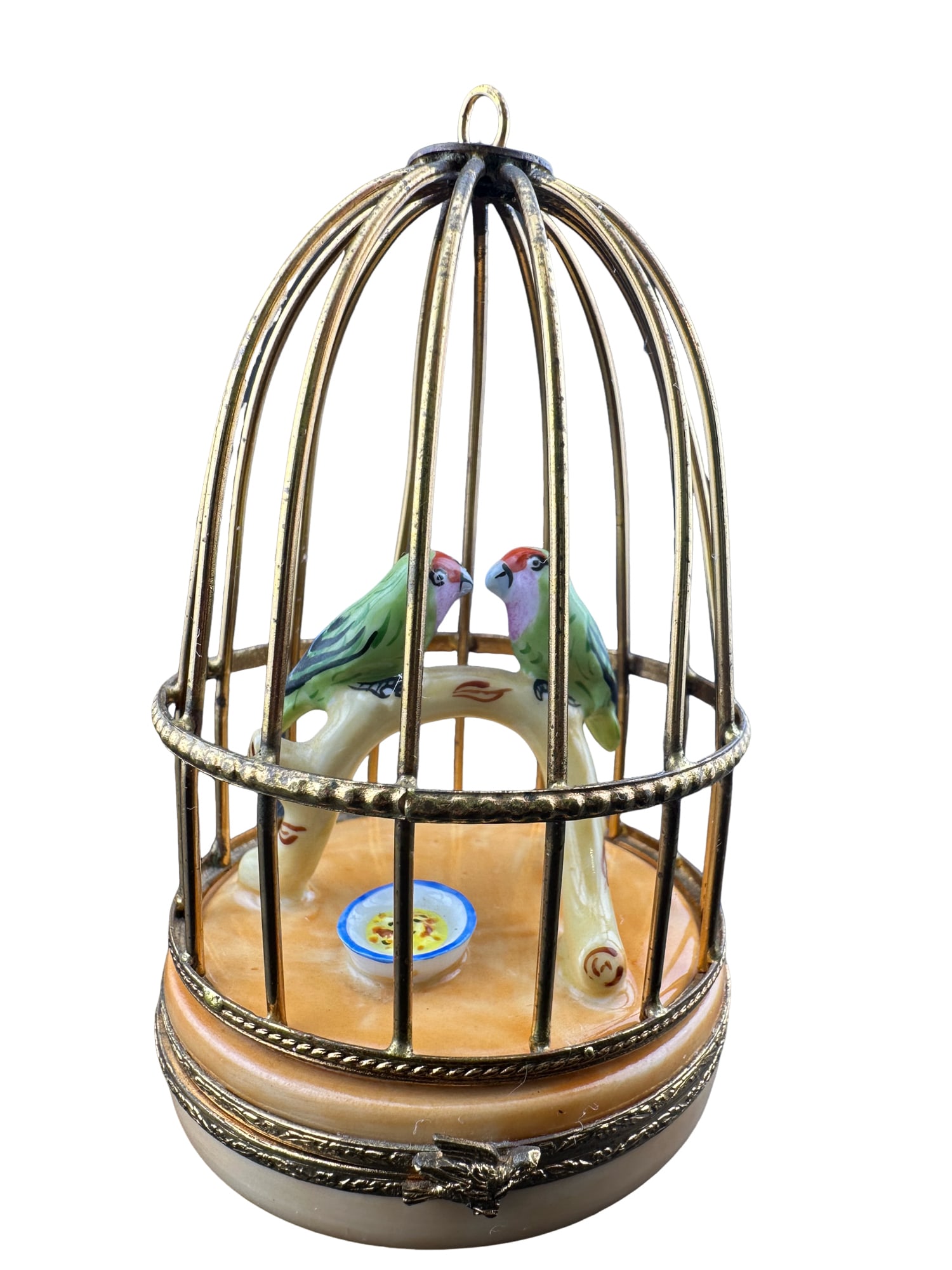 Peint Main France Limoges Ceramic Trinket Box - Bird Cage - Vintage Hand Painted (1 of 9)