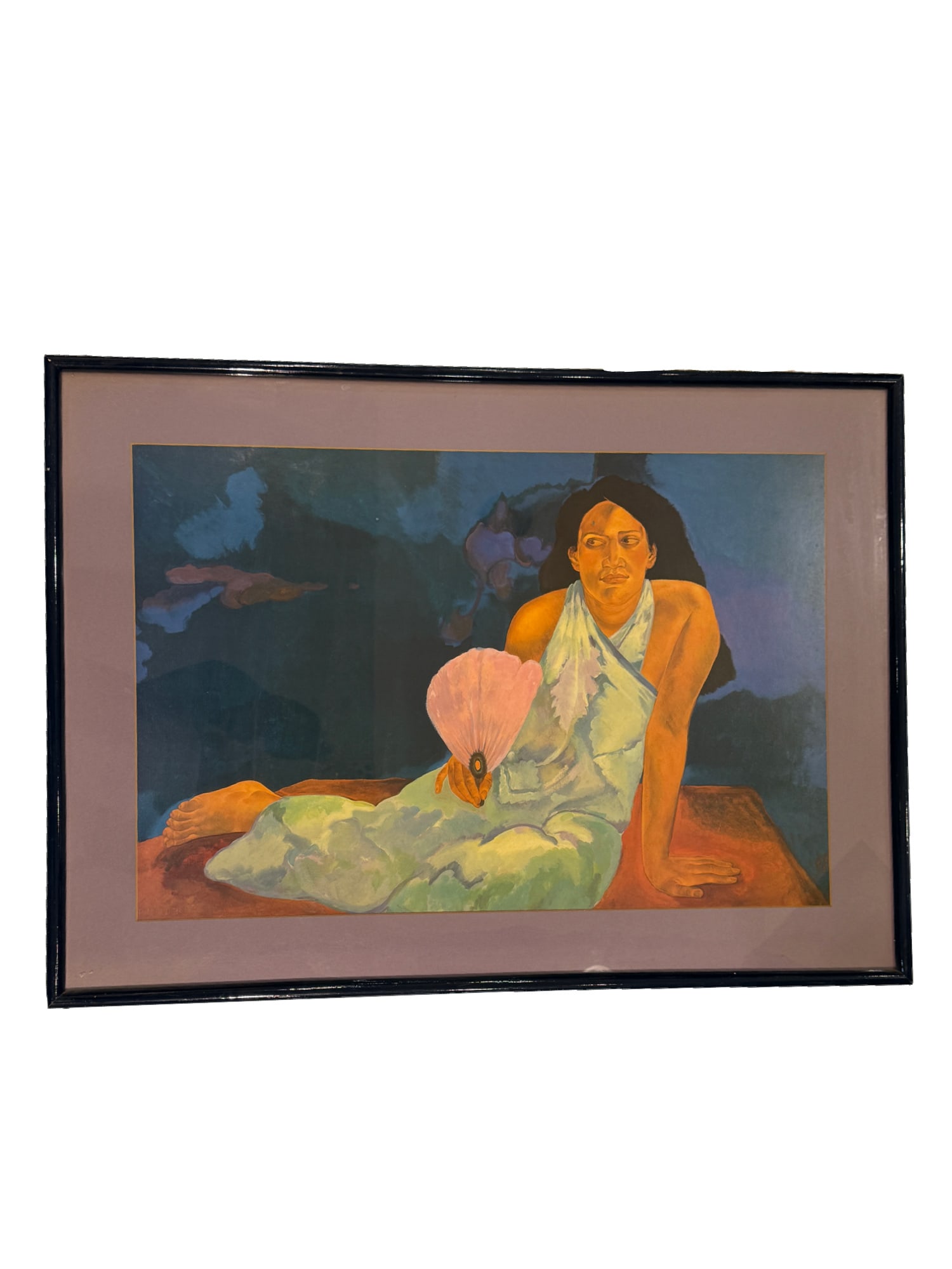Large Beautiful Pegge Hopper Print of a Woman Framed: **OUT OF HOUSE SHIPPING Large Beautiful Pegge Hopper Print of a Woman Framed 37"W x 27"L frame 30"W x 20"L sight Pegge Hopper was born in Oakland, California. She studied painting at the Los Angeles A