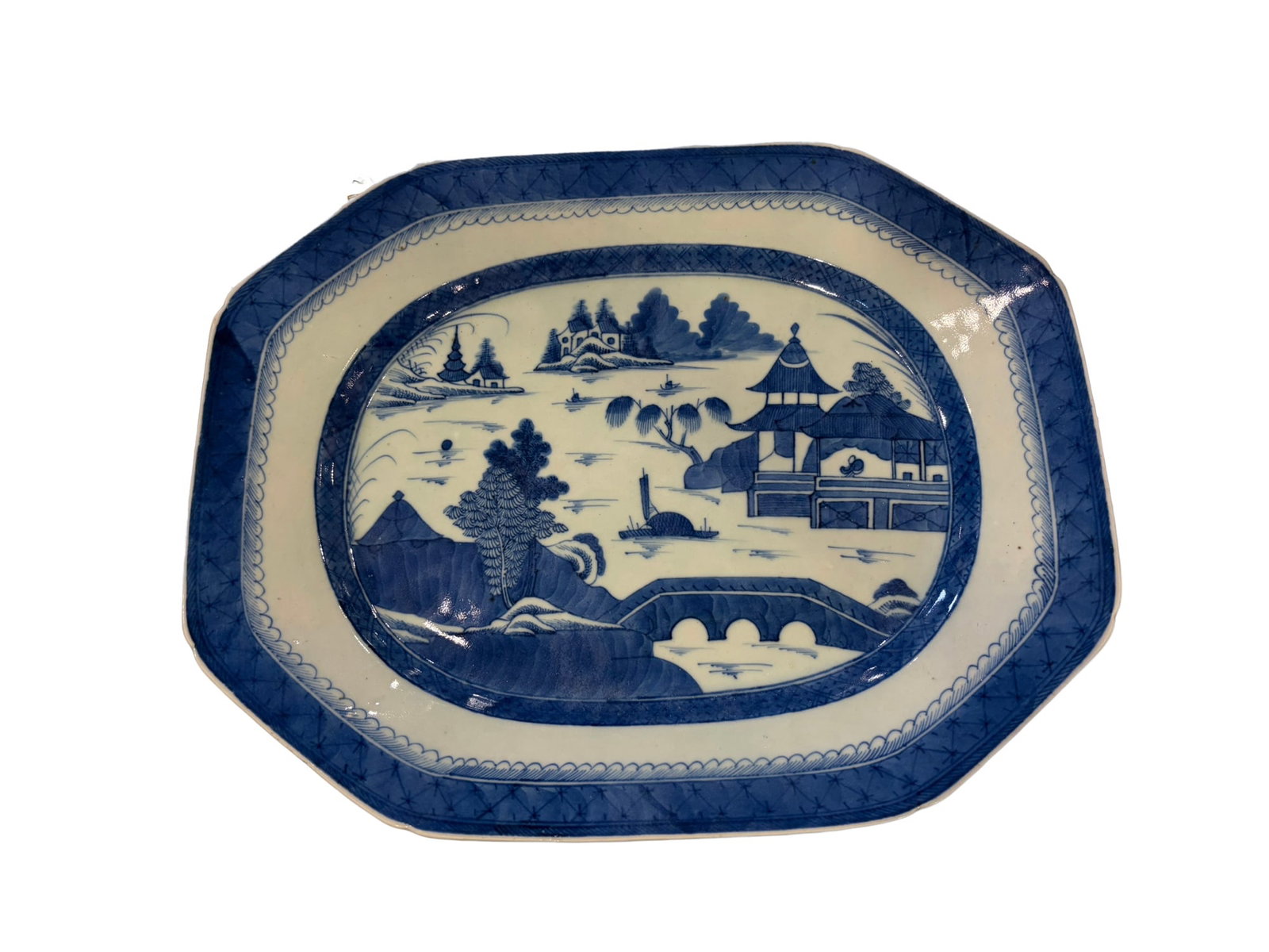 Antique 19th Century Chinese Export Canton Porcelain Plate Platter (1 of 3)