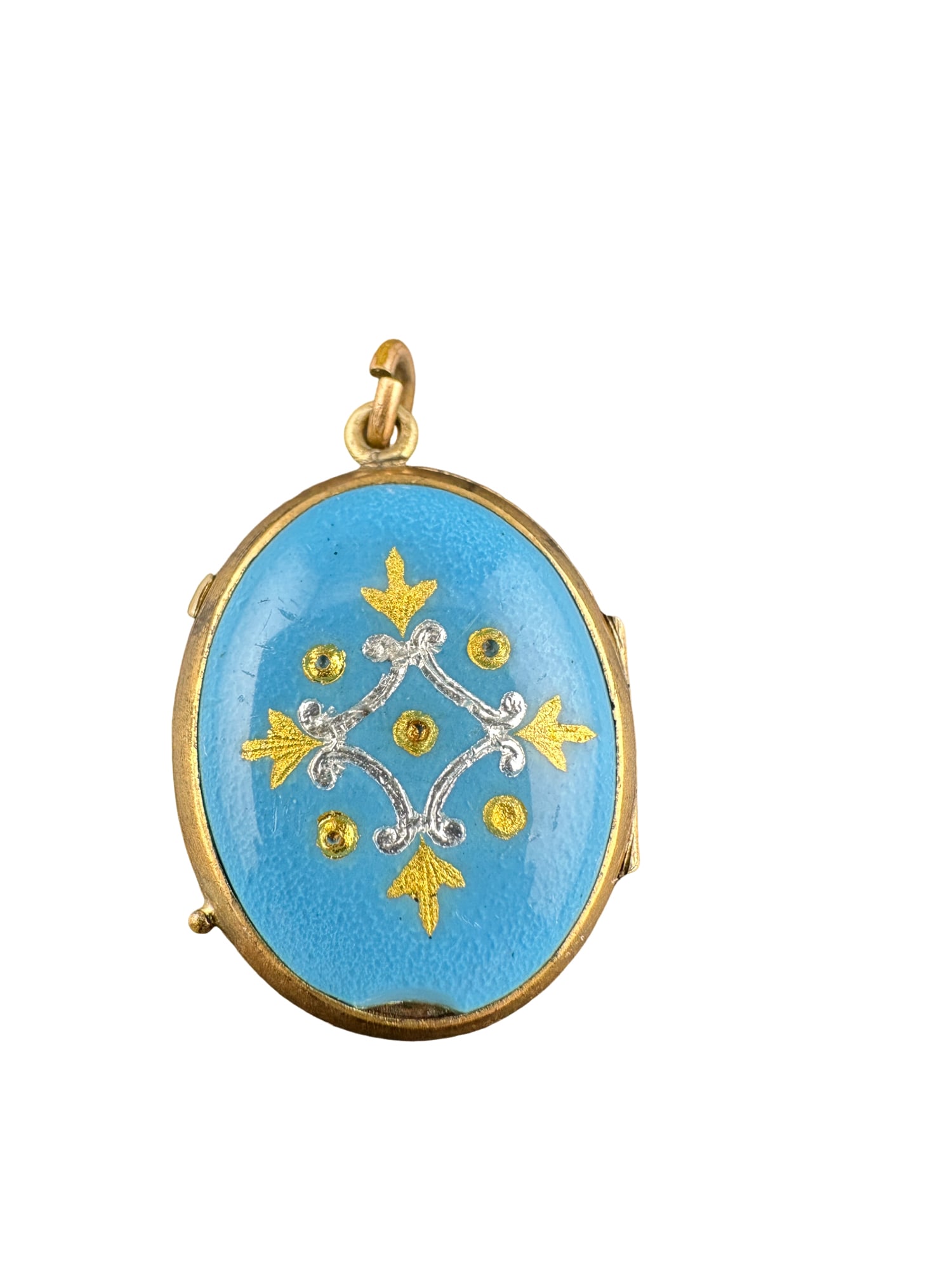 Victorian Blue Enamel Gold tone Locket Pendant: PLEASE READ: