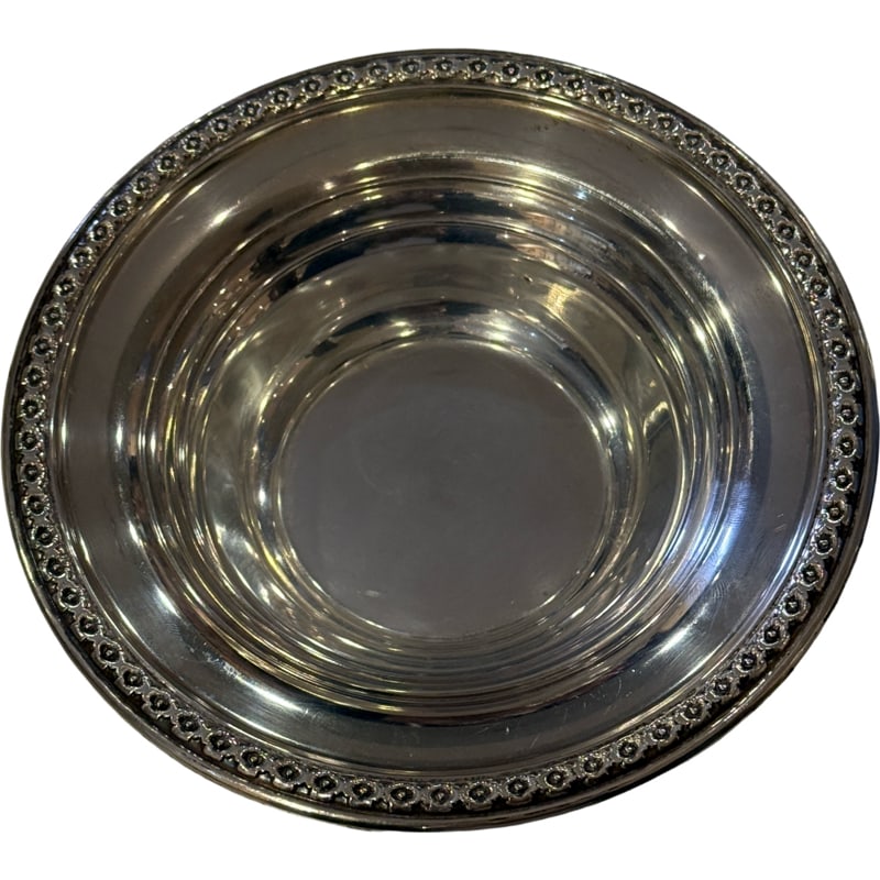 Rogers Sterling Silver Bowl / Candy Dish -- Floral Trim: PLEASE READ: In house shipping within the US. If you win this item, please select self arranged for in house shipping when paying invoice 1.25"H x 6" 64 grams