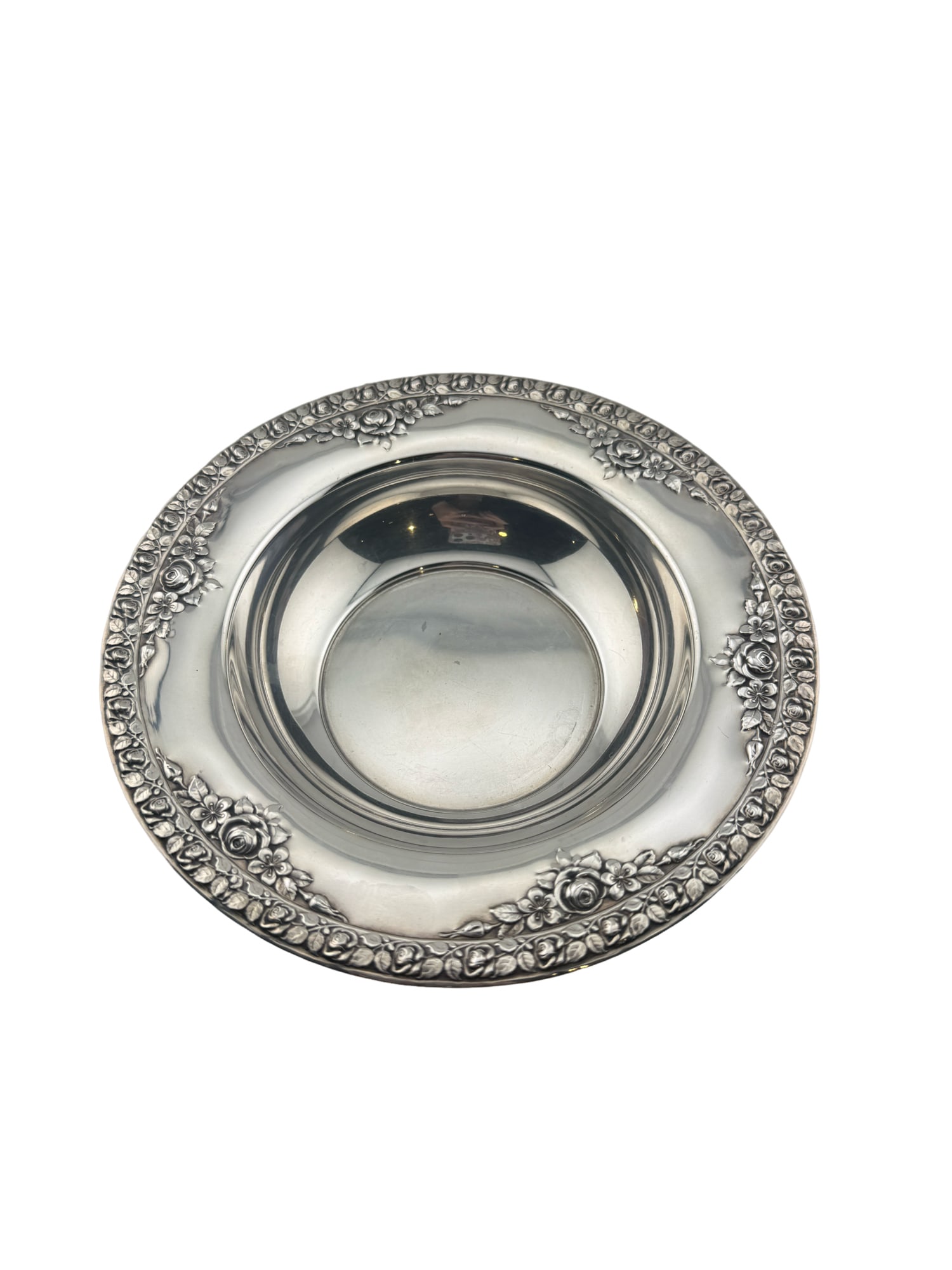Wallace Sterling Silver Repoussé Bowl in the Normandie Pattern: PLEASE READ: In house shipping within the US. If you win this item, please select self arranged for in house shipping when paying invoice Wallace Sterling Silver Repoussé Bowl in the Normandie Patter