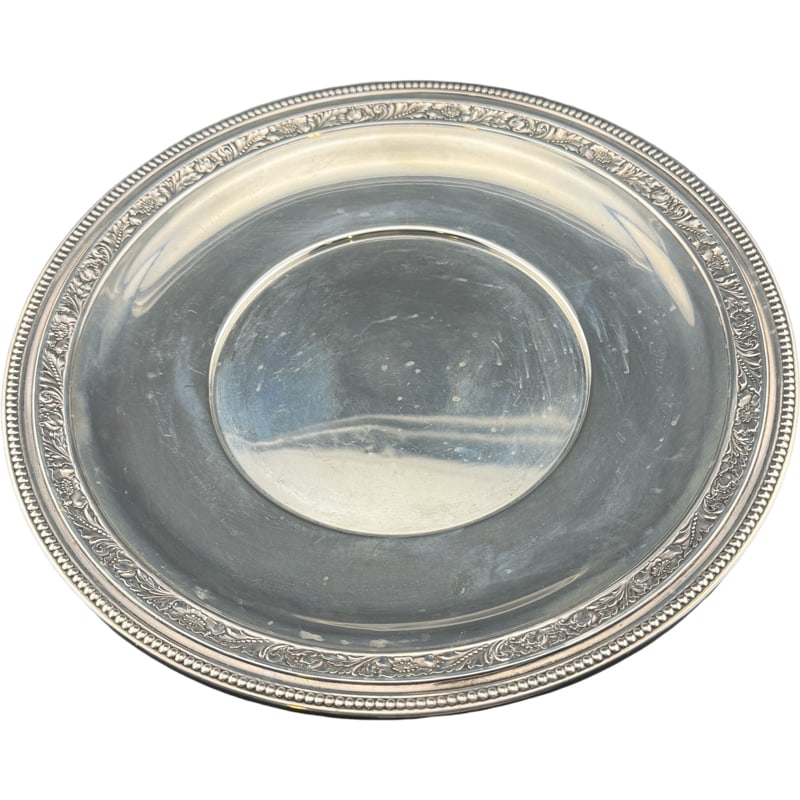 Watson Sterling Silver Plate - Floral and Beaded Trim: PLEASE READ: In house shipping within the US. If you win this item, please select self arranged for in house shipping when paying invoice .75"H x 10" 245 grams