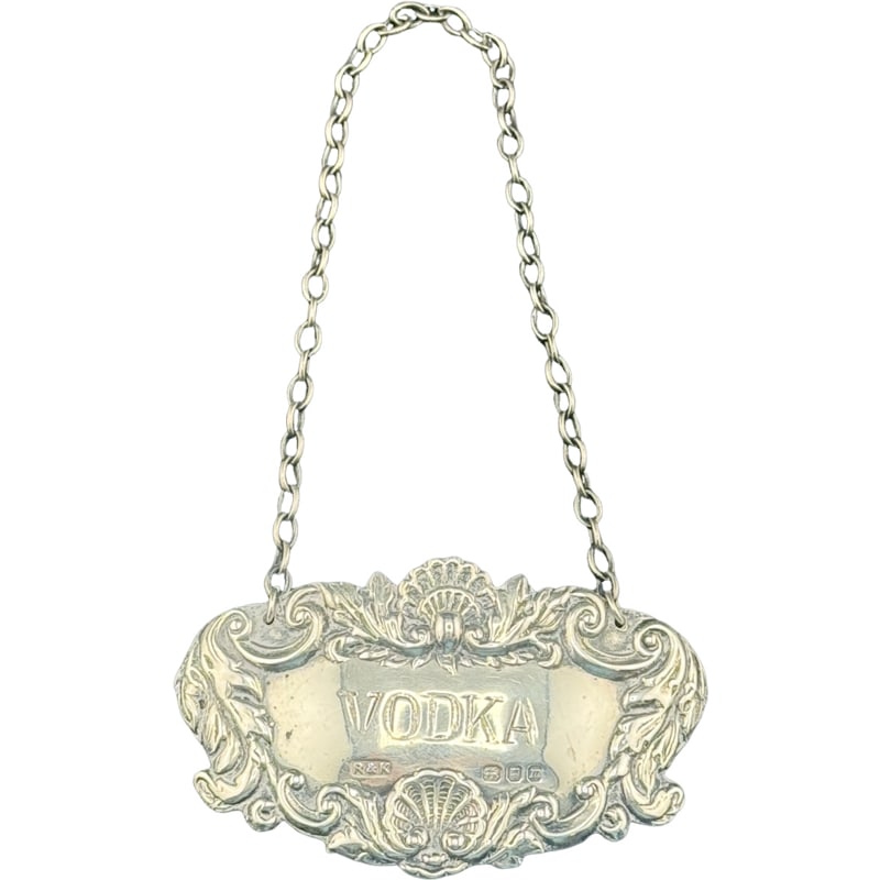 R&K London Sterling Silver "VODKA" Decanter Tag (1 of 4)