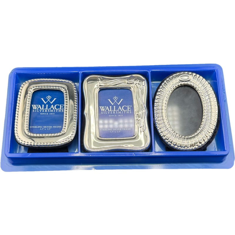 Wallace Sterling Silver Mini Picture Frames Set: PLEASE READ: in house shipping within the US If you win this item, please select self arranged for in house shipping when paying invoice middle frame: 3.5" x 3"