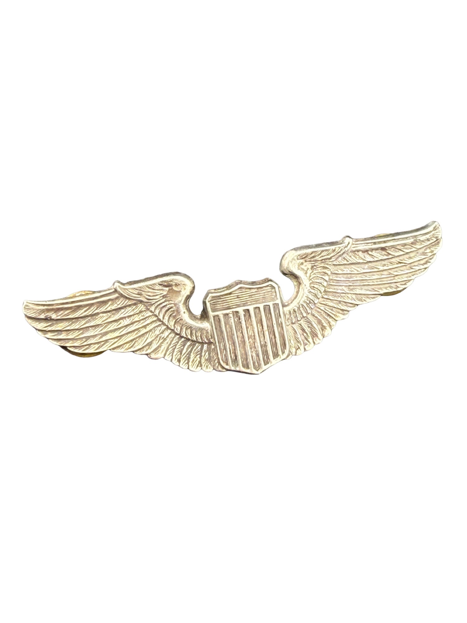 WWII US Army Air Force Sterling Silver Pilot Wings Pin: PLEASE READ: in house shipping within the US If you win this item, please select self arranged for in house shipping when paying invoice. WWII US Army Air Force Sterling Silver Pilot Wings Pin 15 gram