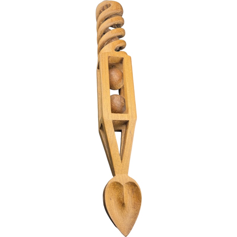 Vintage Hand Carved Welsh Love Spoon (1 of 4)