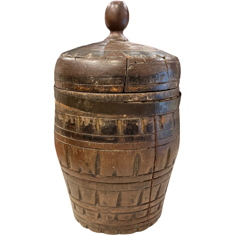 Antique Treen Wooden Container Tobacco Jar (1 of 5)