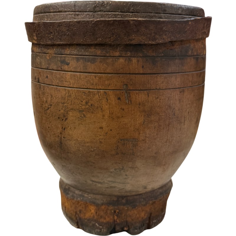 Antique Large Primitive Wood Mortar (1 of 4)