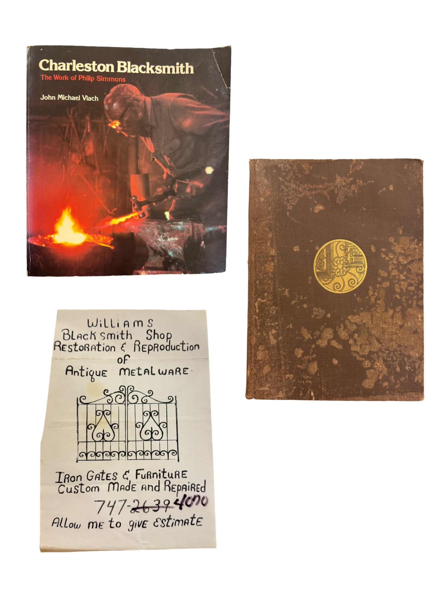 Charleston Gate Books & vintage Advertisement - Book signed by Phillip Simmons: PLEASE READ: in house shipping within the US If you win this item, please select self arranged for in house shipping when paying invoice Lot of Charleston Blacksmith Books & Antique Advertisement -