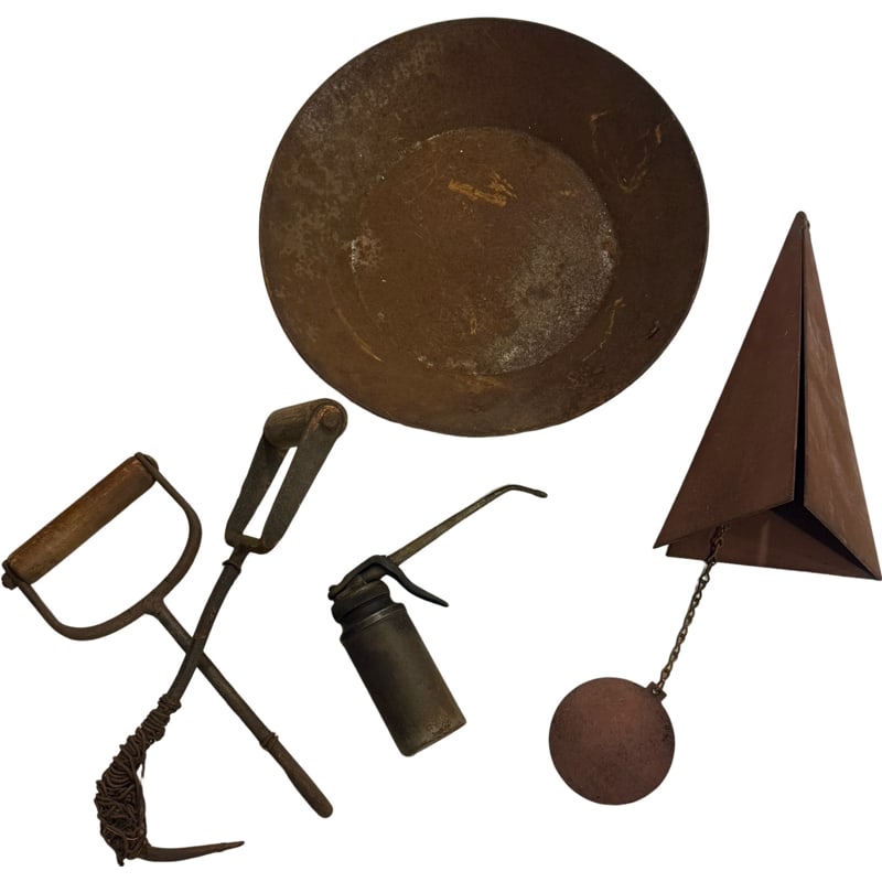 Vintage / Antique Tools- Antique Hay Bale Hooks, Trigger Oil Can, Bell Insp Joe Coniff, Gold Mining (1 of 6)