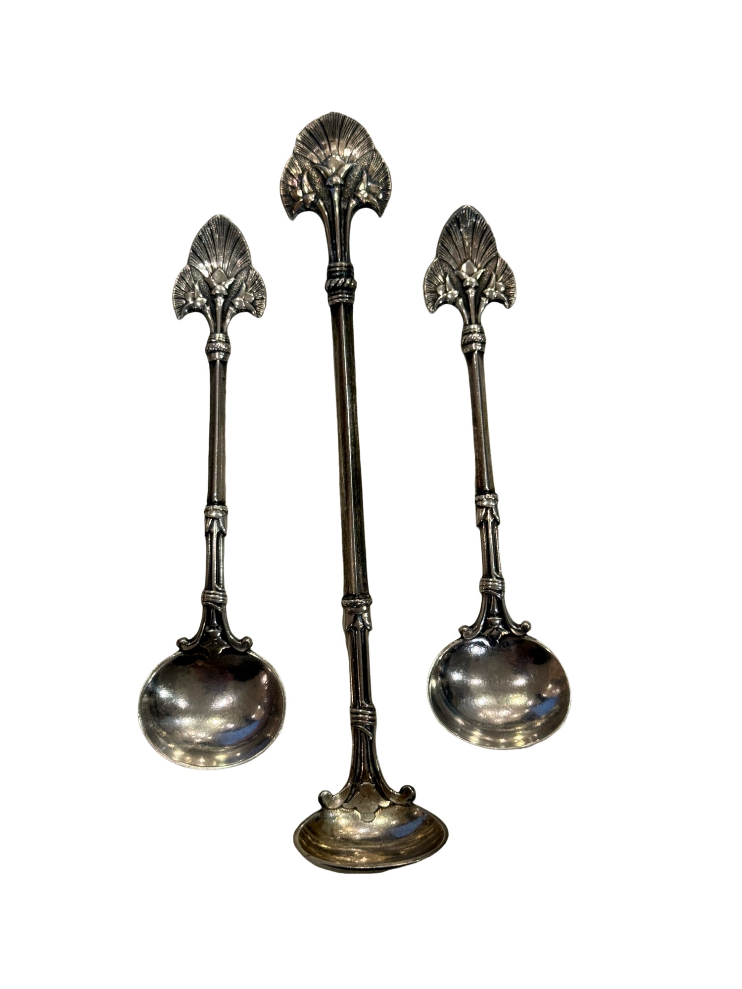 Antique Gorham Sterling Silver Small Ladle and Spoons - Lotus Pattern: PLEASE READ: in house shipping within the US If you win this item, please select self arranged for in house shipping when paying invoice. Antique Gorham Sterling Silver Small Ladle and Spoons - Lotus