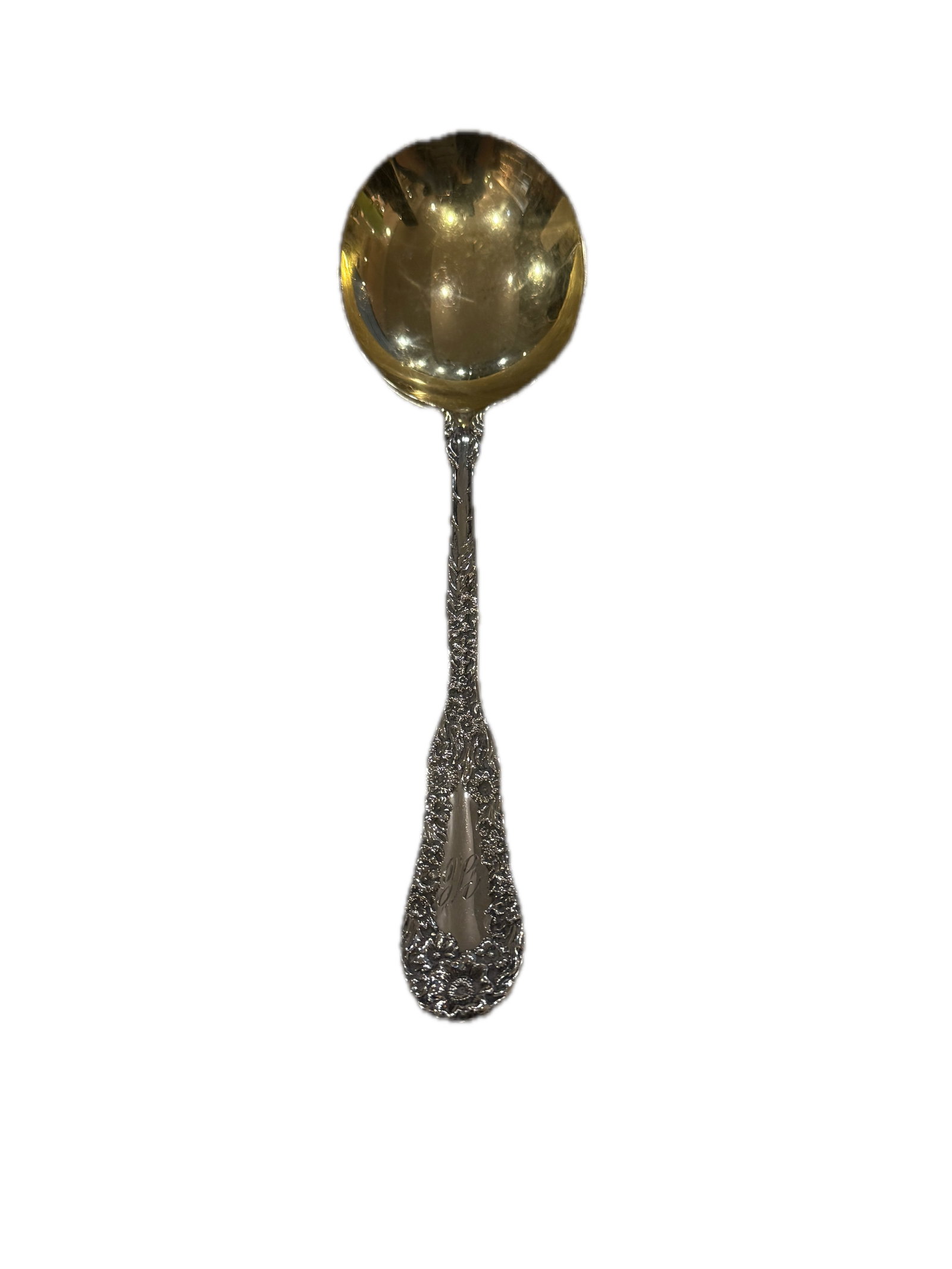 Charleston James Allan and Co Sterling Silver Repousse Long Spoon: PLEASE READ: in house shipping within the US If you win this item, please select self arranged for in house shipping when paying invoice 8" 44 grams From the Charleston Estate of Charlie Prioleau Paul