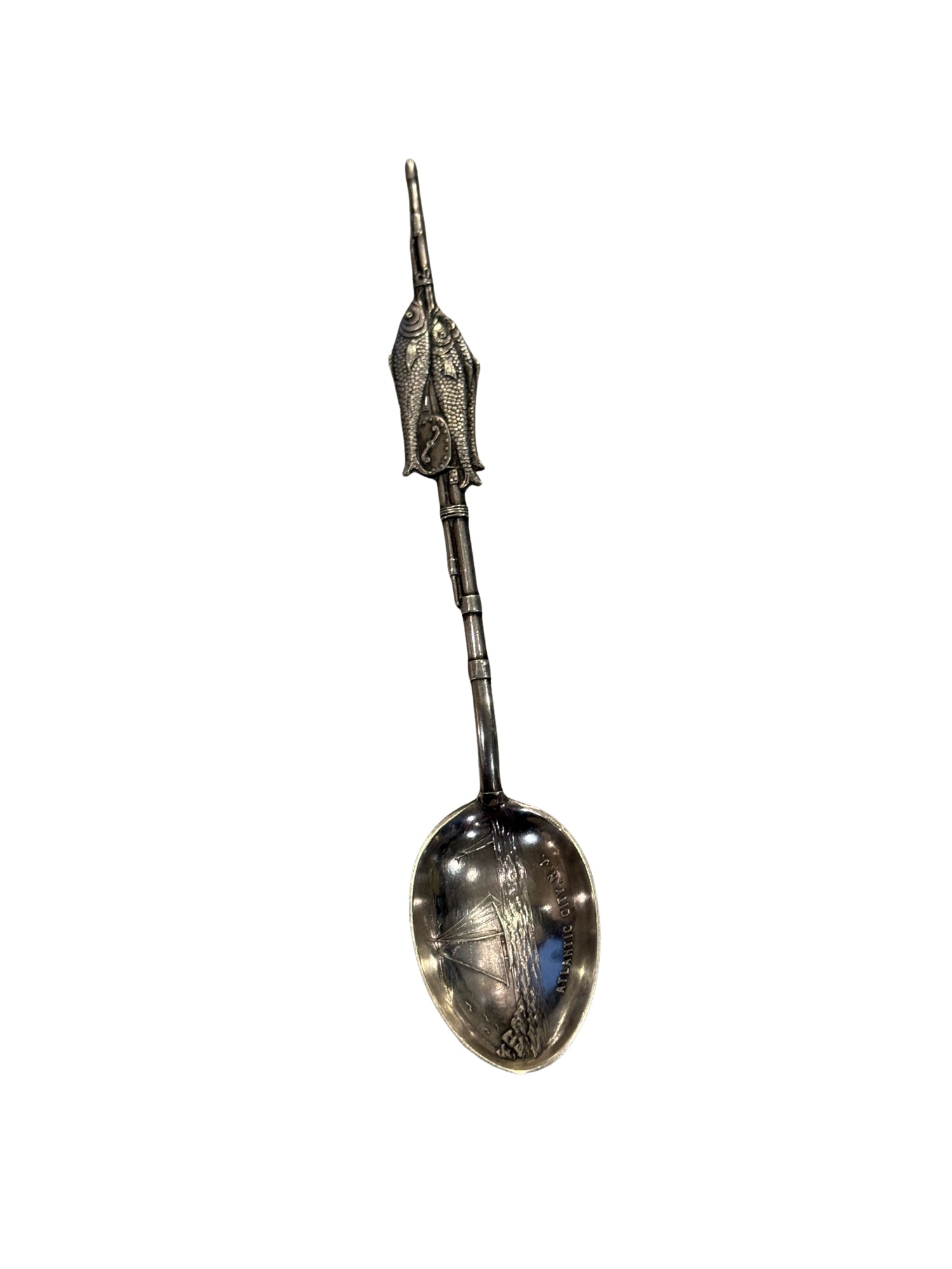 Sterling Silver Atlantic City, New Jersey Souvenir Spoon with Fishing Rod Detail: PLEASE READ: in house shipping within the US If you win this item, please select self arranged for in house shipping when paying invoice. Sterling Silver Atlantic City, New Jersey Souvenir Spoon with