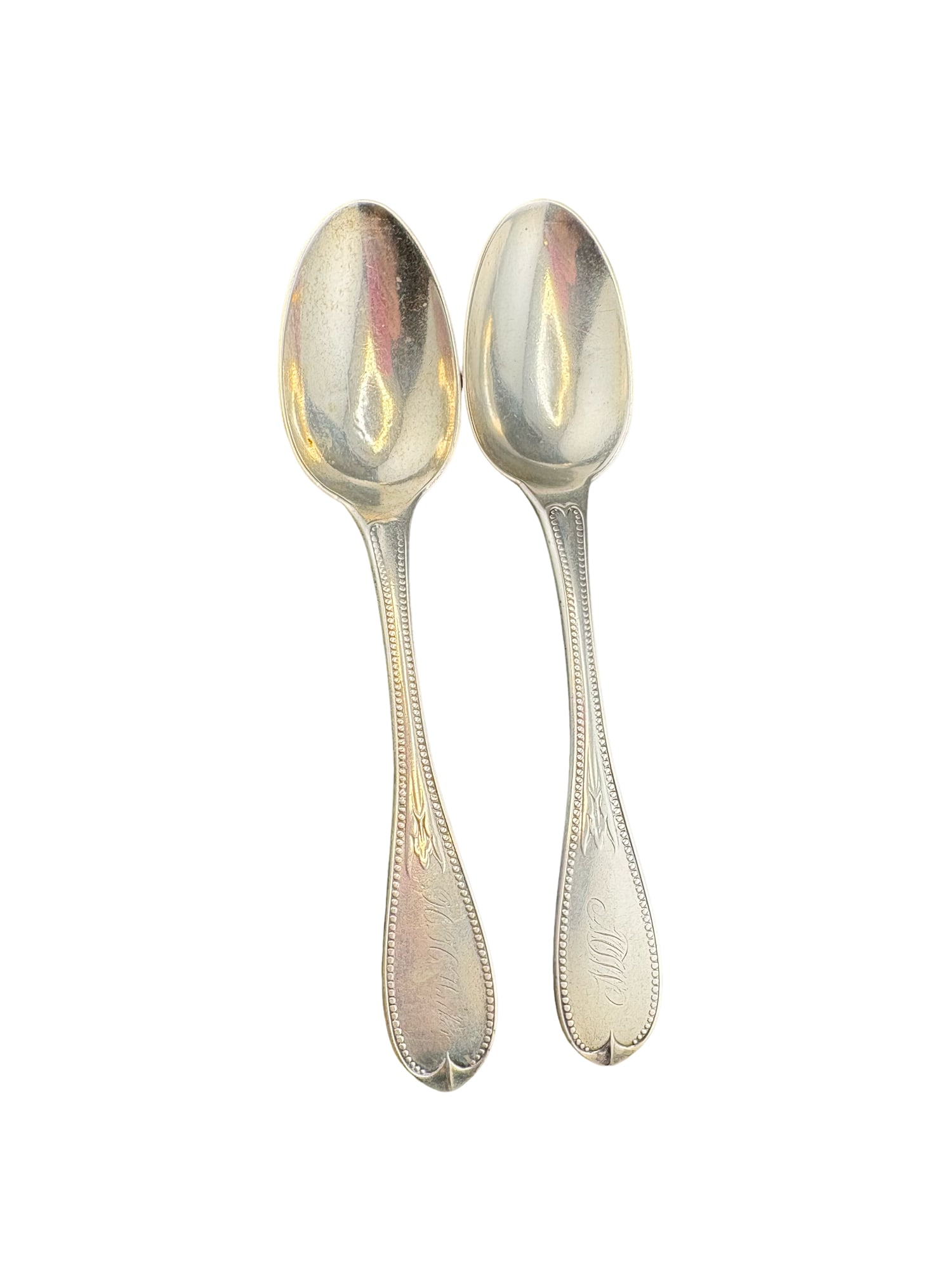 Set of 2 Coin Silver Hayden Brothers Spoons Charleston SC (1 of 5)