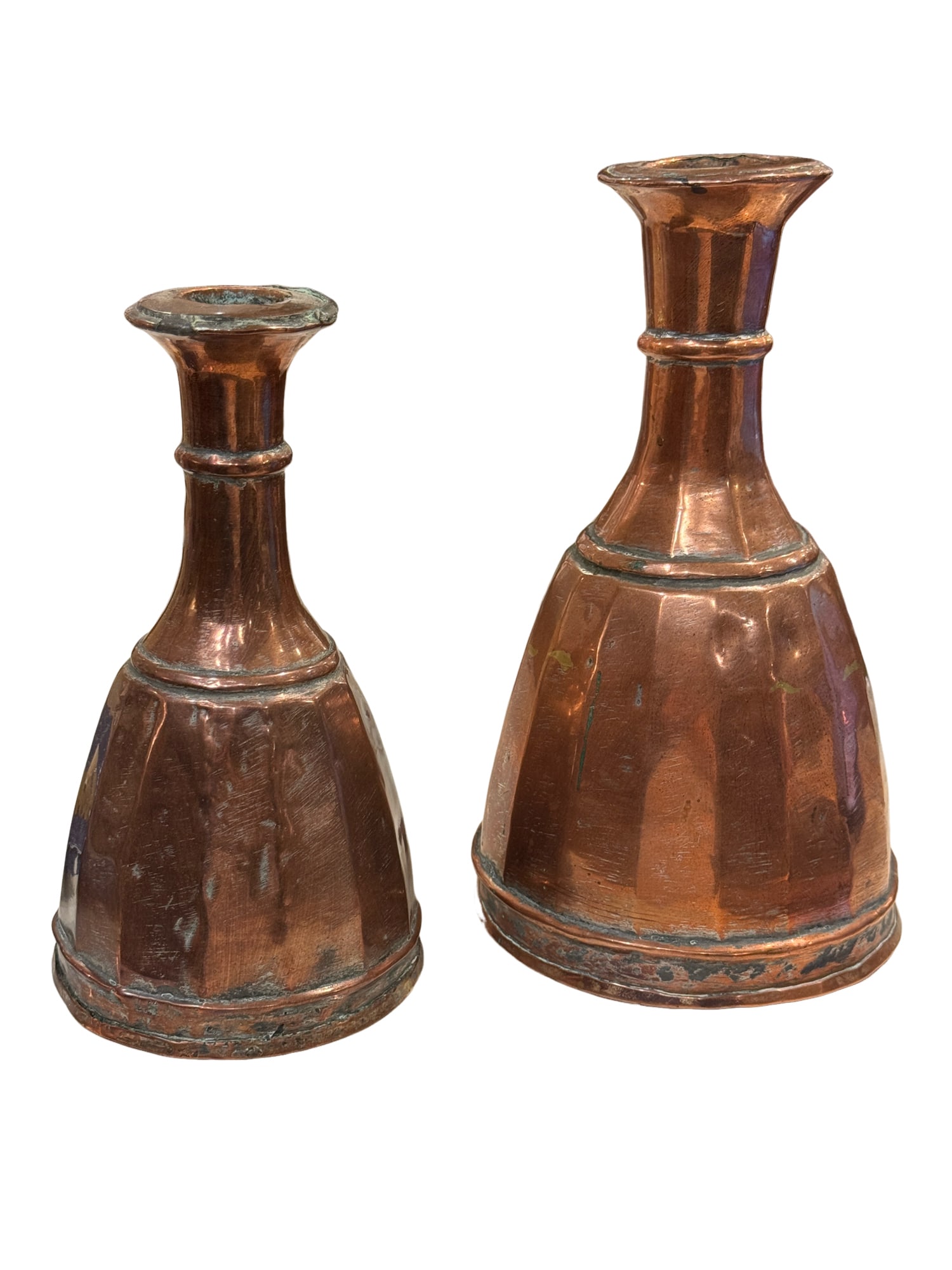 Pair of Antique Copper Candlestick Holders/Vases (1 of 9)