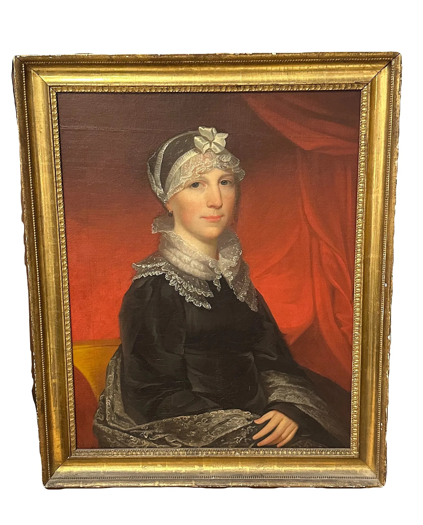 Attributed to Jacob Eichholtz (American, 1776–1842), Portrait of Elizabeth Ragan, Circa 1820: OUT OF HOUSE SHIPPING Attributed to Jacob Eichholtz (American, 1776–1842)Portrait of Elizabeth Ragan, Circa 1820Oil on canvas portrait of Elizabeth Ragan (1783–1855), wife of Hagerstown merchant R