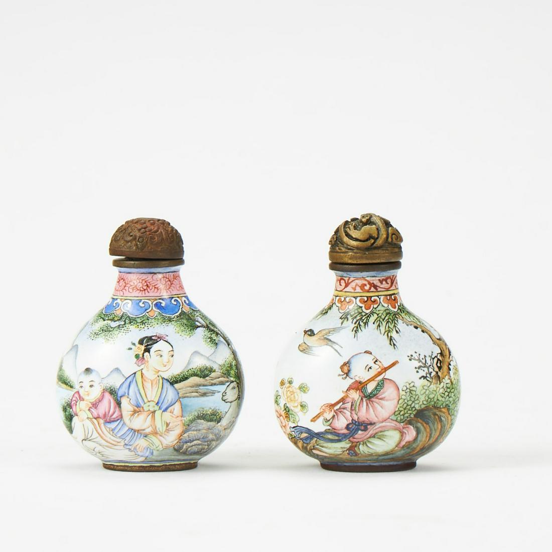 Pair of painted enamel snuff bottles (1 of 13)