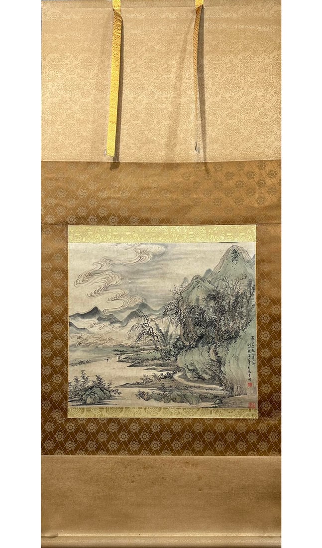 A CHINESE CALLIGRAPHY AND PAINTING SIGNED BY WANG HUI: 50*45cm