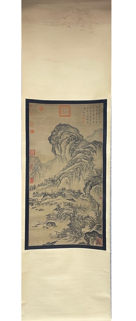 CHINESE CALLIGRAPHY AND PAINTING SILK BOOK "LANDSCAPE" SIGNED BY GUO XI (1 of 9)