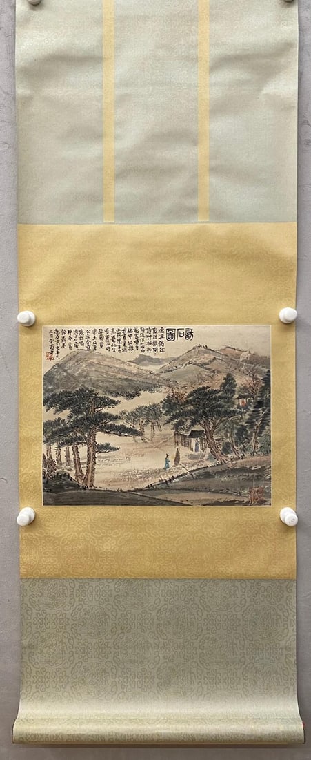 FU BAOSHI VISITING A STONE: w.28×36cm