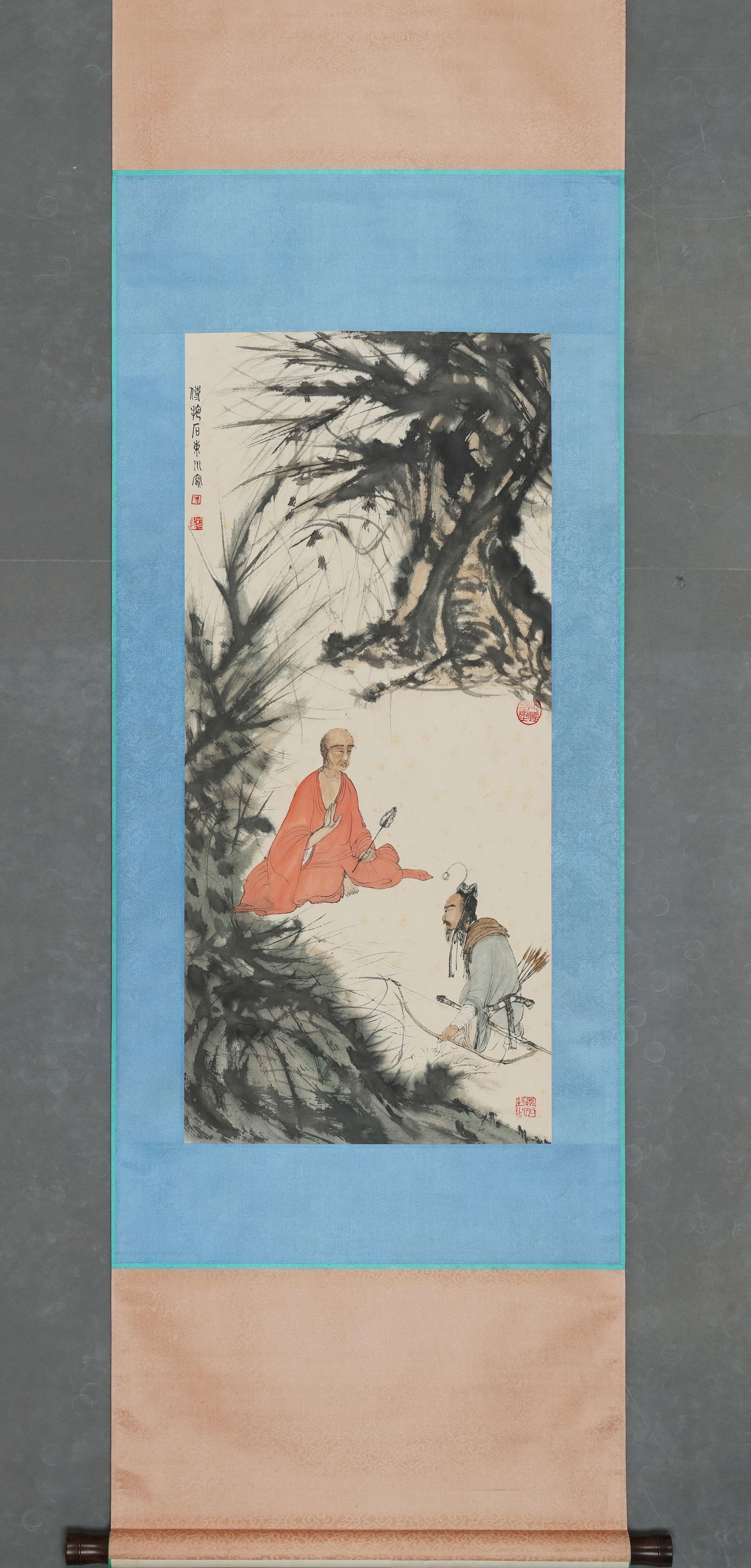 FU BAOSHI, SEEKING THE WAY IN THE DEEP MOUNTAINS: Painting size 95x43CM