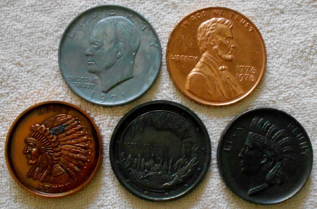 Coin Paperweight Lot: Five different souvenir coin paper weights, see photos, shipping or pick up in Sumrall.