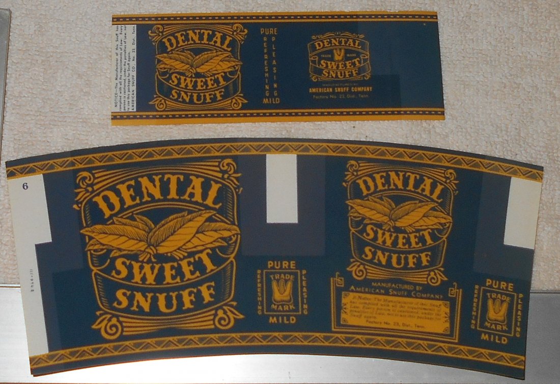 Dental Sweet Snuff Label Lot: Snuff labels, see photos, great for framing, shipping or pick up in Sumrall.