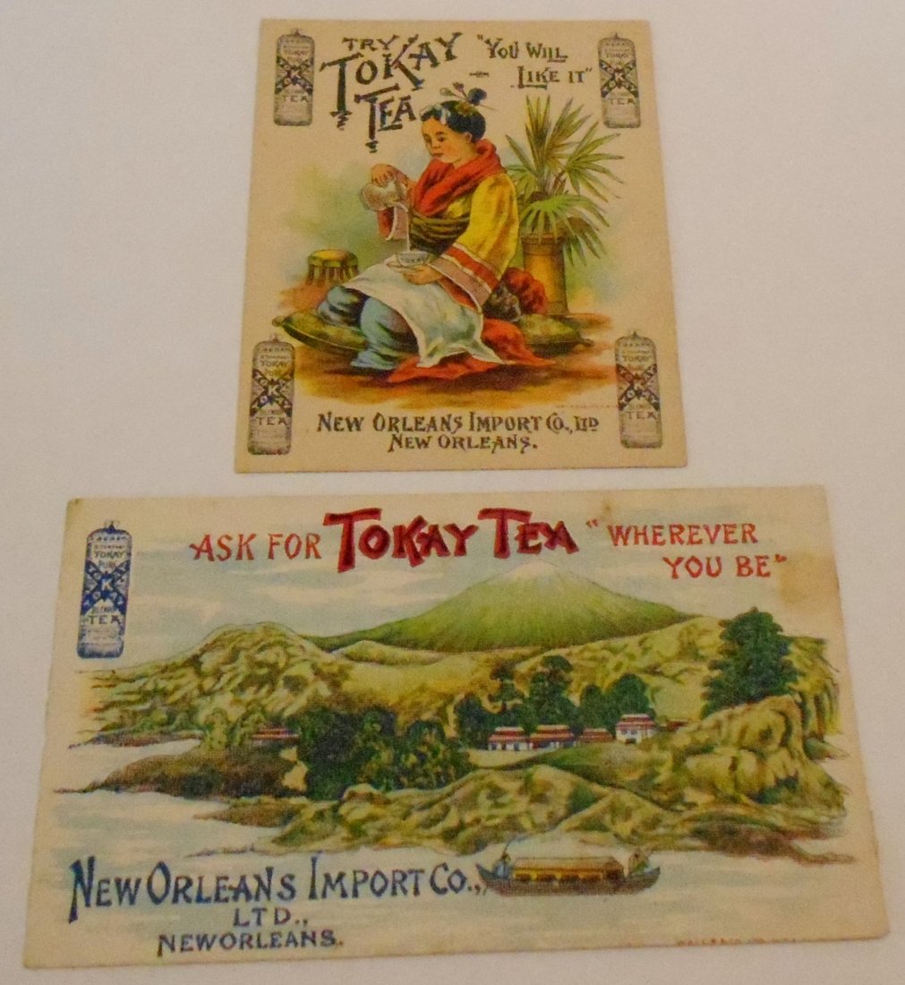 Tokay Tea Trade Cards: Two trade cards, New Orleans Import Co., see photos.